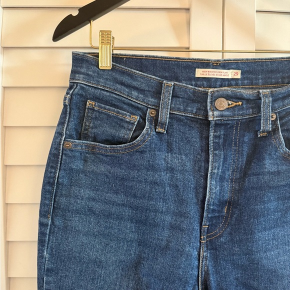 Levi's Women’s High Waisted Crop Flare Blue Denim Jeans Size 29 - Picture 5 of 13